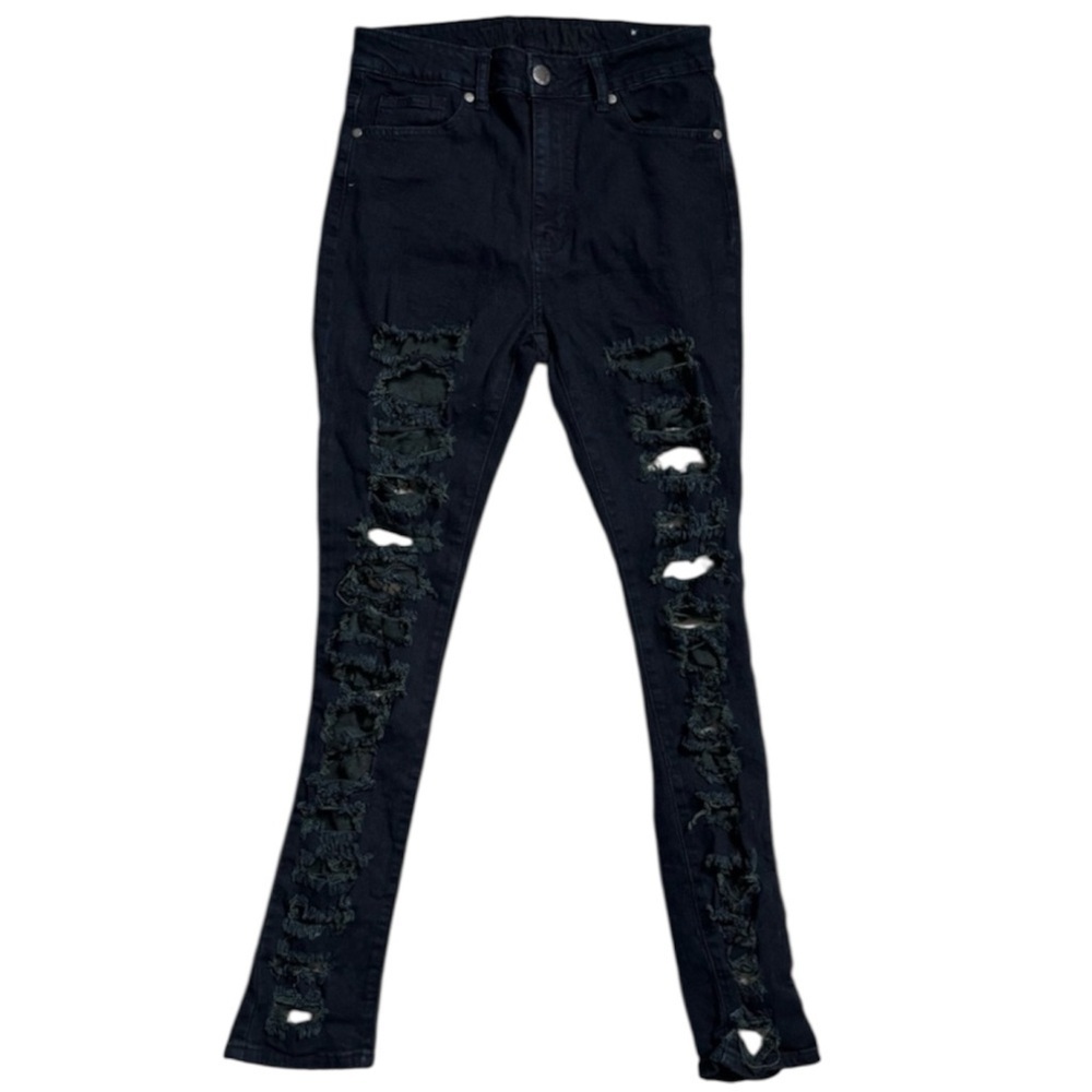VIP Black  Distressed Front and Back Skinny Jeans Size 7/8